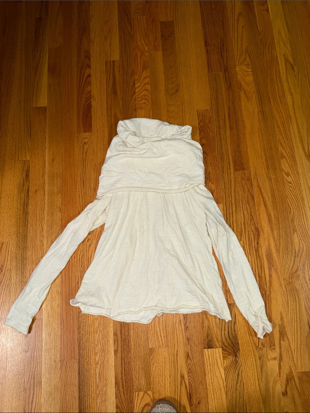Cream Lightweight Hooded Long-Sleeve Top